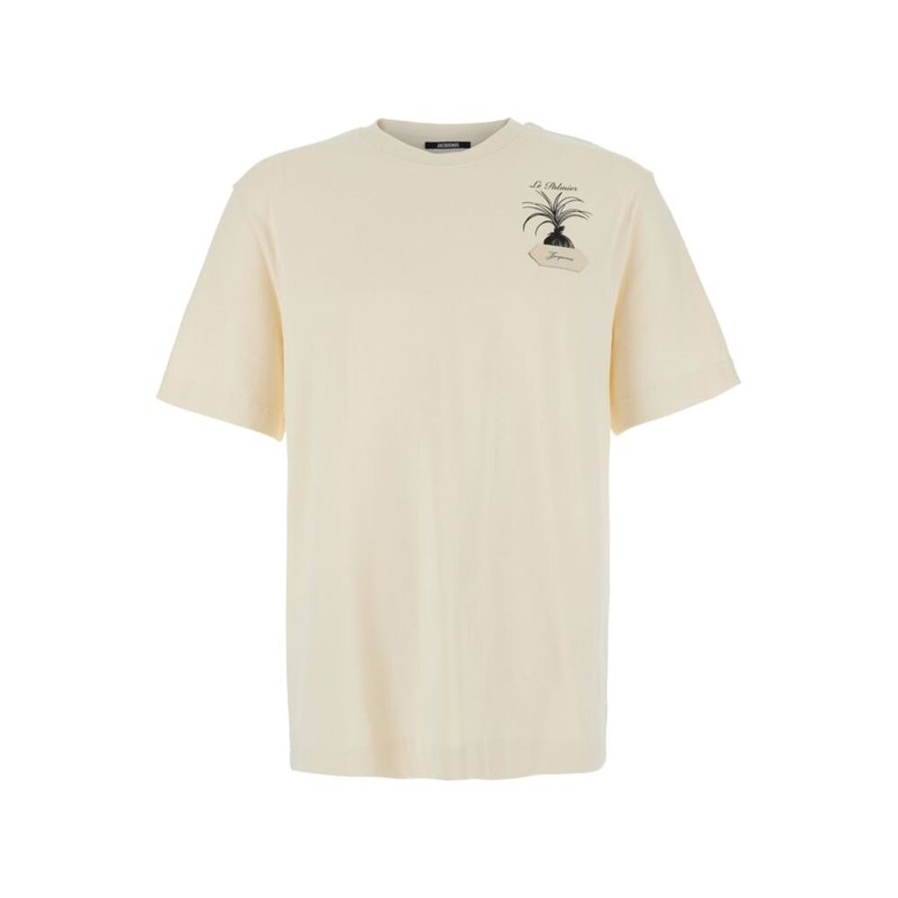 Jacquemus Men White Le Palmier T-Shirt With Logo And Unisex Cotton